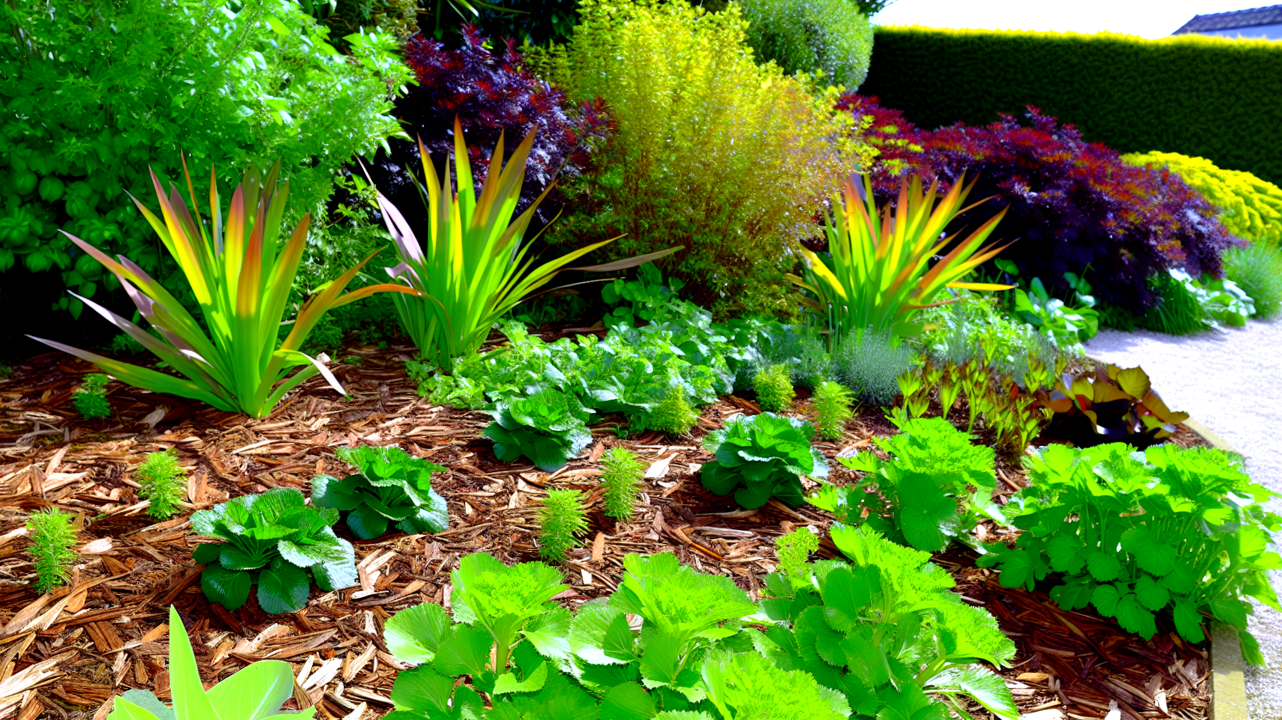 Giardino splendente pacciamatura materiali naturali"