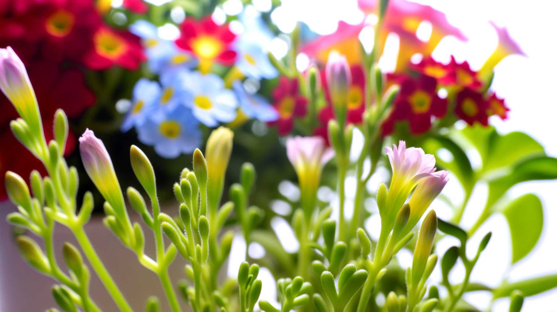 fiori colorati annaffiatoio raggi di sole"